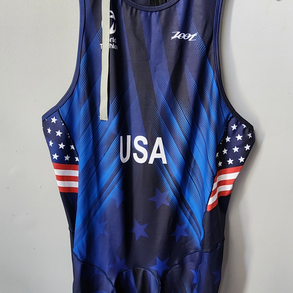 Team USA Zoot 2024 Blue Competitive Triathlon/Swim Tech Suit Hydrodynamics Nwt - Picture 2 of 12